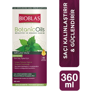 bioblas-botanic-oils-nettle-oil-shampoo-360ml, bottle-view-of-bioblas-nettle-oil-shampoo, bioblas-shampoo-ingredients Bioblas Botanic Oils Nettle Oil Shampoo - Thicker Hair, Volume & Fullness | 360 ml Bioblas Nettle Oil Shampoo 360 ml bioblas, shampoo, nettle-oil, botanic-oils, hair-care, natural-beauty, organic-olive-oil, hair-loss, daily-use, ai-generated