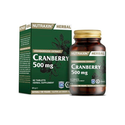 Nutraxin Cranberry 500 mg - Urinary Tract Health Supplement with 60 Tablets