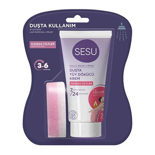 Sesu Hair Removal Cream: Painless Shower Hair Removal for Sensitive Skin with E Vitamin & Aromaguard - 150ml Sesu Hair Removal: Painless Shower Hair Removal for Sensitive Skin hair removal cream, shower hair removal, sensitive skin hair removal, painless hair removal, E vitamin hair removal cream, Aromaguard hair removal, quick hair removal, duşta tüy dökücü krem, sesu hair removal cream, hair removal, depilatory cream, fast hair removal, moisturizing hair removal, odor-free hair removal, beauty, personal c