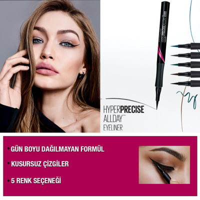 Maybelline New York Hyper Precise All Day Eyeliner 701 Matte Onyx - Long-Lasting, Smudge-Proof, Precise Liquid Eyeliner 