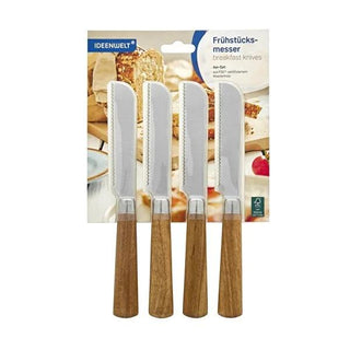 Ideenwelt Acacia Wood Breakfast Knife Set - 4 Stainless Steel Spreaders | FSC Certified Wooden Handle Knives Ideenwelt Acacia Breakfast Knife Set - Stainless Steel Spreaders breakfast knife set, stainless steel spreader, acacia wood knife, FSC certified knife, cheese spreader knife, butter knife set, wooden handle knife, breakfast serving set, breakfast knives, butter spreaders, cheese knives, wooden knives, acacia wood, FSC certified, sustainable kitchenware, spreader knife, eco-friendly, kitchen utensils,