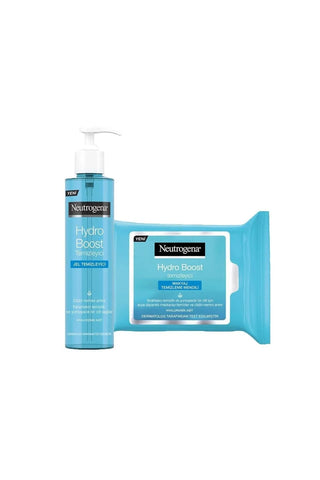 Neutrogena Hydro Boost Water Gel Cleanser 200 ml And Make Up Remover Wipes 25 Pcs