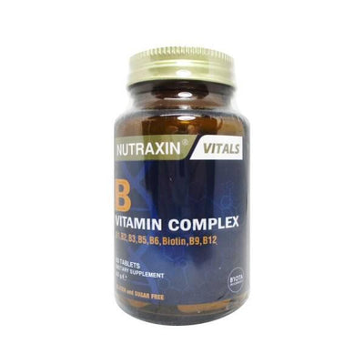 Nutraxin B Vitamin Complex - Energy, Nerve & Overall Health Support - B1, B2, B3, B5, B6, B12 & Folik Asit Supplement