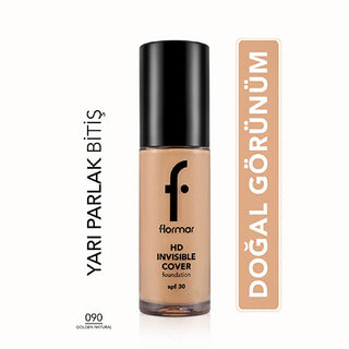 Flormar Invisible Cover HD Foundation SPF30 - Golden Natural | Lightweight Finish