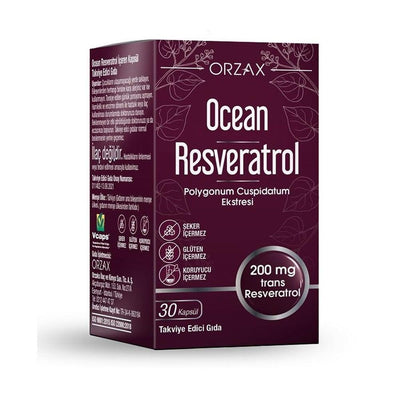 Ocean Resveratrol Supplement 200mg Capsules - Antioxidant Support for Heart Health & Anti-Aging, 30 Count