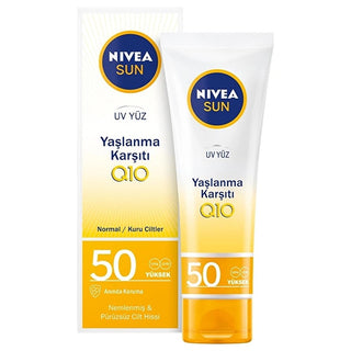 Nivea Sun SPF 50+ Anti-Aging Q10 Facial Sunscreen: Daily Sun Protection for Wrinkles & Dark Spots, Broad Spectrum UVA/UVB Defense Nivea Sun SPF 50+ Facial Sunscreen - Anti-Aging & Dark Spot Defense SPF50 facial sunscreen, anti-aging sunscreen, sunscreen for face, sun protection for face, Q10 sunscreen, sunscreen for wrinkles, sunscreen for dark spots, broad spectrum sunscreen, water resistant sunscreen, daily sunscreen, facial sunscreen, sun protection, anti-aging, wrinkles, dark spots, UVA protection, UVB 