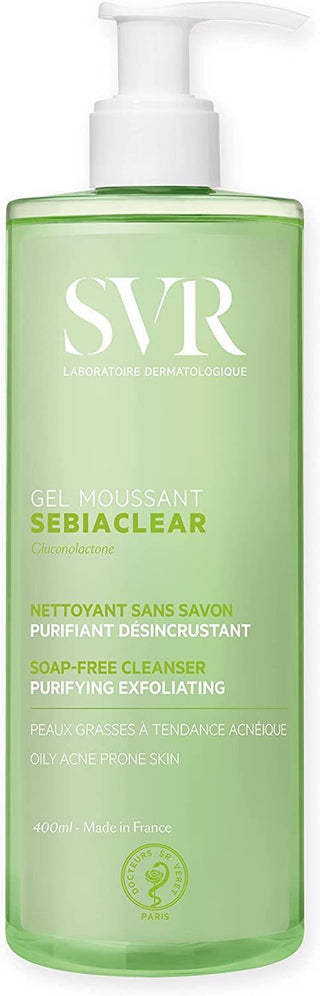 SVR Sebiaclear Gel Moussant 400ml - Gentle Facial Cleansing Gel for Oily & Sensitive Skin