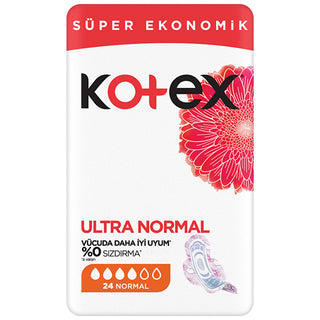 Kotex Ultra Normal Hygienic Pads 24 Count - Super Absorbency | Comfort Fit