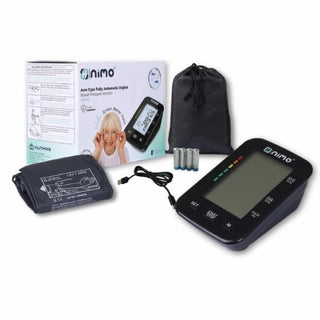 Nimo Digital Blood Pressure Monitor - Automatic Upper Arm Blood Pressure Tracker with Wide Screen & 2x60 Memory Nimo Digital Blood Pressure Monitor - Accurate & Easy to Use Digital Blood Pressure Monitor, Automatic Blood Pressure Monitor, Upper Arm Blood Pressure Monitor, Clinically Tested Blood Pressure Monitor, Blood Pressure Tracker with Memory, Health Monitoring Devices, Hypertension Management, Cardiovascular Health, Home Health Care, Nimo