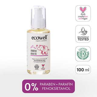 ecowell organic baby oil 100 ml bottle, ecowell baby oil for moisturizing and soothing skin, ecowell baby oil ingredients and benefits Ecowell Organic Baby Oil 100 ml - Moisturizing & Soothing for New Parents & Caregivers Ecowell Organic Baby Oil - Moisturizing & Hypoallergenic baby-oil, organic-baby-care, vegan-baby-products, hypoallergenic-oil, parents, new-parents, moisturizing-oil, soothing-baby-oil, cruelty-free, ai-generated