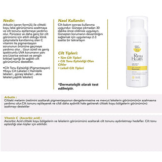 Rimu Health Arbutin & Vitamin C Sunscreen: Even Skin Tone, Reduce Dark Spots & UVA Protection - 50ml Rimu Health Sunscreen: Reduce Dark Spots & Even Skin Tone sunscreen, sunscreen for dark spots, skin tone evening sunscreen, arbutin sunscreen, vitamin C sunscreen, UVA protection sunscreen, hyperpigmentation sunscreen, lekeli ciltler için güneş kremi, cilt tonu eşitleyici güneş kremi, güneş kremi, sun protection, dark spot treatment, hyperpigmentation, arbutin, vitamin C, skincare, licorice extract, hyaluron