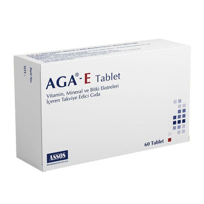 Aga-E Dietary Supplement for Hair Growth Support - 60 Tablets with Saw Palmetto, Biotin, and Zinc
