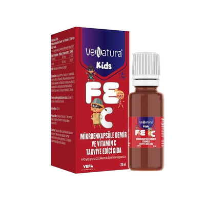 VeNatura Kids MikroenkapsŸle Demir ve Vitamin C - Natural Iron & Vitamin C Supplement for Kids Aged 4-10