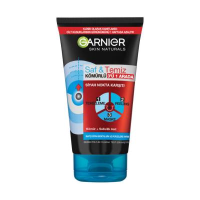 Garnier 3-in-1 Charcoal Face Wash - Blackhead Removal, Oil Control & Simplified Skincare Routine
