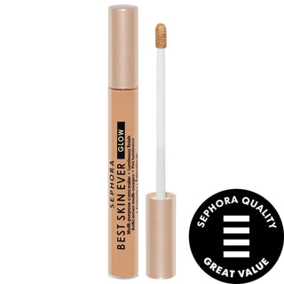 Sephora Collection Best Skin Ever Multi-Use Hydrating Glow Concealer - Radiant Finish, 12Hr Hydration, 30 Shades Best Skin Ever Hydrating Concealer - 12Hr Hydration hydrating concealer, multi-use concealer, Sephora Collection, Best Skin Ever, radiant glow concealer, noncomedogenic makeup, plant-based prebiotics in skincare, face makeup, concealer, makeup, skincare-infused makeup, liquid concealer, radiant finish, medium coverage, long-lasting hydration, sensitive skin friendly
