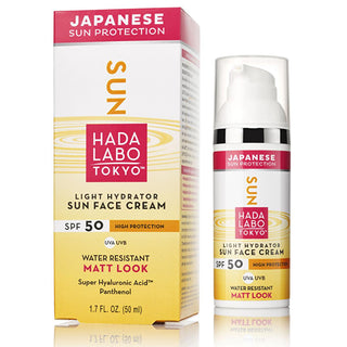 Hada Labo Tokyo: 50 SPF Hyaluronic Acid Sunscreen Face Cream - Daily UVA UVB Sun Protection for Sensitive Skin, Fragrance-Free, Non-Greasy, Anti-Aging - 1.69 fl oz Hada Labo Tokyo 50 SPF Sunscreen: UVA/UVB Protection sunscreen face cream, 50 SPF sunscreen, hyaluronic acid sunscreen, sun protection for sensitive skin, fragrance-free sunscreen, anti-aging sunscreen, UVB UVA protection cream, water resistant sunscreen, non greasy sunscreen, daily sunscreen, sun protection, face cream, hyaluronic acid, sensitiv