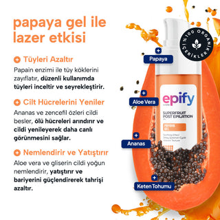 Epify Superfruit Papaya Gel Hair Removal Inhibitor, Post-Epilation Soothing Formula for Face and Body, 2.54 Fl Oz