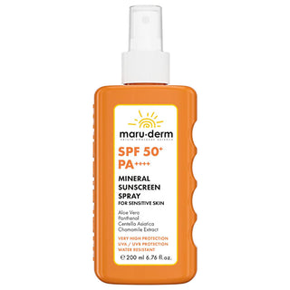 Maruderm SPF 50+ Mineral Sunscreen Spray for Sensitive Skin: Broad Spectrum UVA/UVB Sun Protection with Zinc Oxide, Aloe Vera & Chamomile - 6.76 fl oz Maruderm SPF 50+ Mineral Sunscreen Spray - Sensitive Skin mineral sunscreen spray, SPF 50+ sunscreen, sensitive skin sunscreen, broad spectrum sunscreen, UVA UVB protection, zinc oxide sunscreen, aloe vera sunscreen, sunscreen for face and body, gentle sunscreen, chemical free sunscreen, mineral sunscreen, sunscreen spray, sensitive skin, UVA protection, UVB 