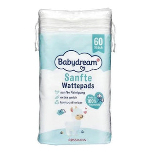 Babydream Natural Baby Cotton Pads - 60 Count, Hypoallergenic & Vegan, Gentle Cleaning for Sensitive Skin Babydream Natural Baby Cotton Pads - Gentle & Hypoallergenic baby cotton pads, natural baby care, hypoallergenic baby products, vegan baby products, chemical-free baby wipes, gentle baby skin care, 100% cotton baby pads, dermatologically approved baby products, cruelty-free baby care, baby skincare essentials
