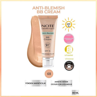 Note BB Cream Anti-Blemish 03 Natural Beige - For Oily & Acne-Prone Skin | Matte Finish