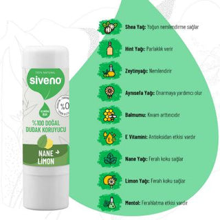 Siveno Natural Lip Balm with Mint & Lemon - Cruelty-Free, Organic Lip Care Siveno Natural Lip Balm - Mint & Lemon Natural Lip Balm, Organic Lip Care, Cruelty-free Cosmetics, Mint and Lemon Lip Balm, Shea Butter Lip Care, Lip Moisturizer, Chemical-Free Lip Care, Natural Cosmetics, Lip Protection, Ethical Beauty Products