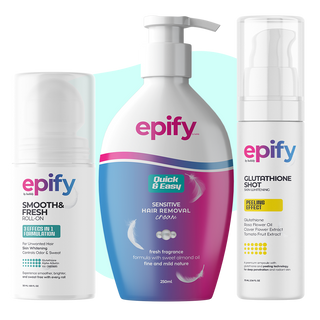 Epify Underarm Care Set, Hair Removal Cream, Glutathione Shot &amp; 3-in-1 Roll-On, 3-Step Underarm Routine