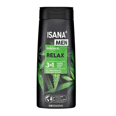 Isana Men 3-in-1 Shower Gel Relax - Vegan, Eco-Friendly Men's Grooming for Body, Face, and Hair