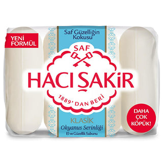 Hacı Şakir Ocean Freshness Turkish Soap - Gentle Cleansing, Classic Scent, (4 x 70g) - Traditional Bath and Hand Soap Hacı Şakir Ocean Soap: Refreshing Clean - Turkish Tradition Hacı Şakir soap, Turkish soap, Ocean Freshness soap, Classic soap, Traditional soap, Scented soap, Bath soap, Hand soap, 70 gr soap, 4 pack soap, cleansing, hygiene, family soap, gentle soap, refreshing, invigorating, pure, clean, heritage, value pack, everyday soap, household essentials, bathroom, showering, personal care, skin cle