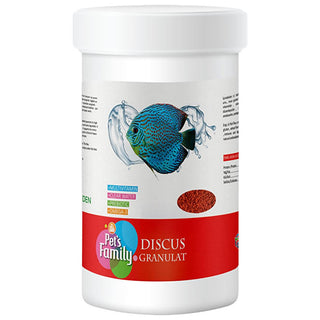 pet's family discus granulate 250ml packaging, discus fish food granulate for aquarium Pet's Family Discus Granulate - High Quality Fish Food for All Aquarium Fish | 250 ml Pet's Family Discus Food Granulate 250ml discus-food, fish-food, aquarium-hobbyists, pet-owners, high-quality-food, nutritious-fish-food, easy-digest, vitamin-rich, color-enhancing, ai-generated