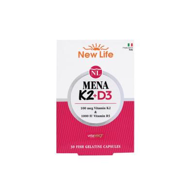 New Life Mena K2+D3 Vitamin Supplement: Supports Bone Health, High Absorption, 100 mcg K2 & 1000 IU D3, Gluten & Soy-Fre