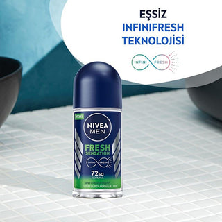 NIVEA Men Fresh Sensation Roll-On Deodorant for Men - 72 Hour Protection, Long Lasting Freshness, Dermatologically Tested, Alcohol Free NIVEA Men Fresh Sensation Deodorant - 72 Hour Protection NIVEA Men Fresh Sensation Deodorant, Roll-On Deodorant for Men, Long-lasting Antiperspirant Protection, Dermatologically Tested Deodorant, Alcohol-Free Deodorant, Men's Grooming, Personal Care, Deodorant, Antiperspirant, Freshness, Confidence, Sensitive Skin, Daily Hygiene