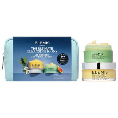 Elemis Cleansing Balm Set: Melt Away Makeup & Impurities with Pro-Collagen, Hydrate Dry Skin, Gentle Facial Cleanser & M