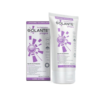 Solante Pregnancy Sunscreen Lotion SPF 50+ - Hypoallergenic, Fragrance-Free, Water-Resistant Protection for Sensitive Sk