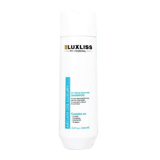 luxliss argan oil luxury shampoo bottle, 250ml luxurious shampoo for all hair types Luxliss Professional Argan Oil Luxury Shampoo - 250 ml Luxliss Argan Oil Luxury Shampoo 250ml luxliss, shampoo, argan-oil, luxury-hair-care, hair-treatment, moisture-restoration, sulfate-free, color-safe, hydrating-shampoo, ai-generated