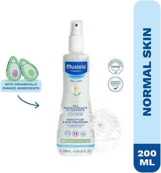 Mustela Baby Hair Styler & Body Freshener Spray 200ml - Gentle Detangling & Refreshing for Newborns