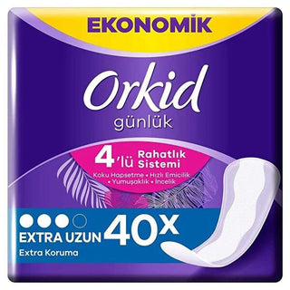 Orkid Extra Long Daily Sanitary Pads - 40 Count - Odor Control & Comfort Orkid Extra Long Daily Pads - Odor Control & Comfort daily sanitary pads, feminine hygiene products, odor control sanitary pads, breathable sanitary pads, dermatologically tested sanitary pads, extra long sanitary pads, sanitary pads for daily use, women's health, personal care, hygiene products, comfort, confidence, freshness, leakage protection