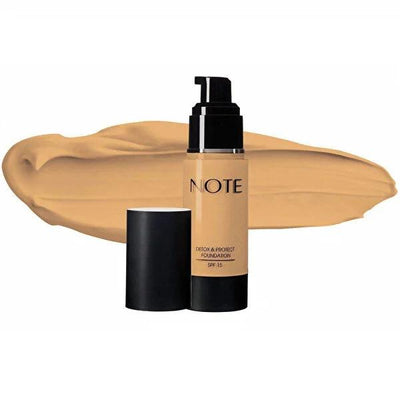 Note Detox & Protect Liquid Foundation - SPF 15 Sand Shade - Dermatologically Tested, All Skin Types - Full Coverage, Ev