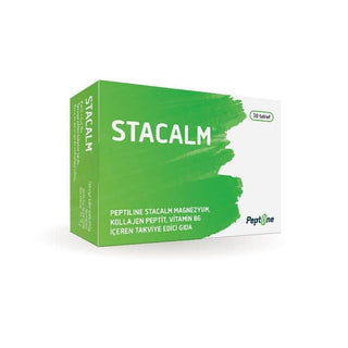 stacalm-30-tablet-front-view, stacalm-30-tablet-back-view Eczanecomtr Stacalm 30 Tablet - Collagen Peptides & Magnesium Stacalm 30 Tablet - Collagen Peptides & Magnesium stacalm-30-tablet, dietary-supplement, collagen-peptides, magnesium, vitamin-b6, adult-health, wellness, health-support, ai-generated, tablet
