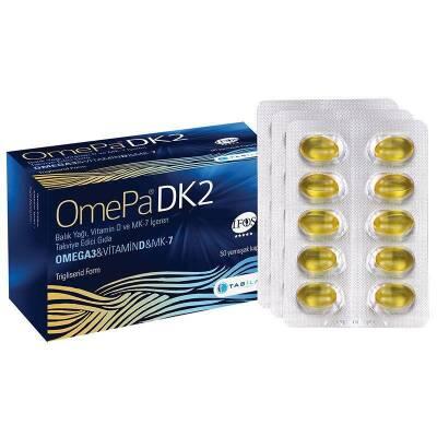 Omepa Omega-3 Dietary Supplement with Vitamin D & K2 MK-7 - 50 Softgel Capsules for Heart Health & Immune Support