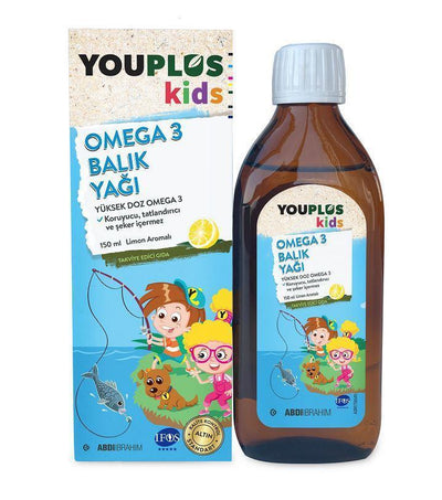 Youplus Kids Omega-3 Fish Oil: Boost Brain & Eye Health - Delicious Liquid Supplement for Children's Development (150ml)