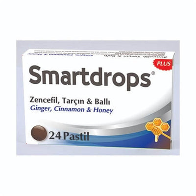 Smartdrops Ginger and Cinnamon Lozenges Sweetened with Honey - Natural Throat Soother