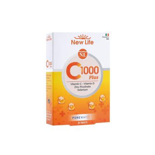 New Life Vitamin C-1000 Plus Dietary Supplement for Immune System Support - 30 Capsules New Life Vitamin C-1000 Plus Immune Support Supplement Dietary Supplement, Vitamin C Supplement, Vitamin D Supplement, Zinc Supplement, Selenium Supplement, Immune System Support, Health Supplement, Vitamin C, Vitamin D, Zinc Picolinate, Selenium, Citrus Bioflavonoids, Health and Wellness, Immune Health, Dietary Support