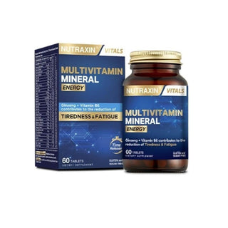 Nutraxin Multivitamin Mineral Energy Supplement - 60 Tablets - Boost Energy & Overall Health Nutraxin Multivitamin Mineral Energy - Boost Energy & Health Multivitamin, Dietary Supplement, Energy Support, Vitamins and Minerals, Health Supplement, Ginseng, CoQ-10, L-Carnitine, Taurine, Time-Release Formula, Health-Conscious, Busy Professionals, Active Lifestyle, Nutritional Support, Wellness, Supplement, Nutraxin