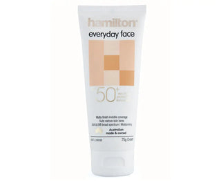 Hamilton Sunscreen Face Cream SPF50+ - Matte Finish, Non-Comedogenic, Moisturizing with Aloe Vera & Vitamin E