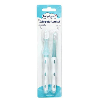 Babydream Baby Toothbrush Training Set 2 Piece - Soft & Ergonomic Design for Infants & Toddlers, Natural & Vegan Oral Ca