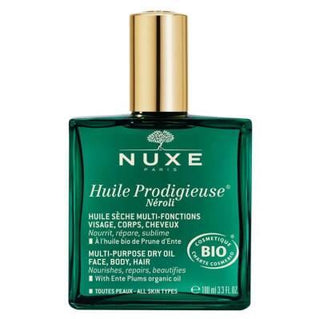 Nuxe Huile Prodigieuse Neroli Multi-purpose Dry Oil for Skin and Hair - Natural, Organic, Paraben-free Beauty Product Nuxe Huile Prodigieuse Neroli Dry Oil - Natural Skincare Nuxe Huile Prodigieuse Neroli, Multi-purpose dry oil, Natural skincare, Organic haircare, Paraben-free beauty products, Skincare, Haircare, Natural beauty products, Organic beauty products, Cosmetic oil, Neroli oil, Vitamin E, Vegetable oils, Cosmos Organic, Ecocert Greenlife, Sensitive skin, Eco-friendly, Luxury beauty products