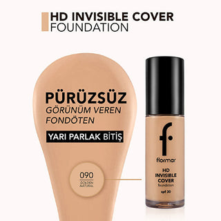 Flormar Invisible Cover HD Foundation SPF30 - Golden Natural | Lightweight Finish