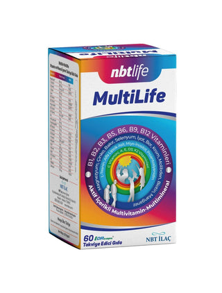 NbtLife Multilife: Comprehensive Vitamin and Mineral Supplement for Energy, Immunity & Bone Health - Vitamin B, D3 & K2, Antioxidants, Thyroid Support NbtLife Multilife: Vitamin & Mineral Supplement | Energy & Immunity multivitamin supplement, vitamin B complex, vitamin D3 K2 supplement, immune support vitamins, antioxidant vitamins, mineral supplement, energy metabolism support, bone health supplement, thyroid support supplement, multilife kapsül, vitamin B1, vitamin B2, vitamin B3, vitamin B5, vitamin B6,