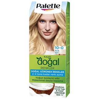 Palette Natural Light Blonde Hair Dye 10-0 - Permanent, Natural Ingredients Enriched Formula Palette 10-0 Light Blonde Hair Dye - Natural Ingredients hair dye, natural hair color, light blonde hair dye, permanent hair color, natural ingredients hair dye, Palette, hair care, beauty products, blonde hair, hair coloring, natural hair dye