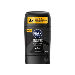 Nivea Men Deep Dimension: 48H Antiperspirant Deodorant Stick - Activated Carbon, Woody Scent, Alcohol-Free - Long Lasting Body Odor Protection Nivea Men Deep: 48H Deodorant - Odor Protection, Fresh Scent men's deodorant, antiperspirant deodorant, activated carbon deodorant, alcohol-free deodorant, long-lasting deodorant, men's grooming, body odor protection, Nivea deodorant, deodorant stick, men's antiperspirant, woody fragrance, personal care, hygiene, grooming, odor control, sweat protection, sensitive sk